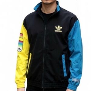 Adidas Men's Black, Yellow, and Blue Windbreaker
